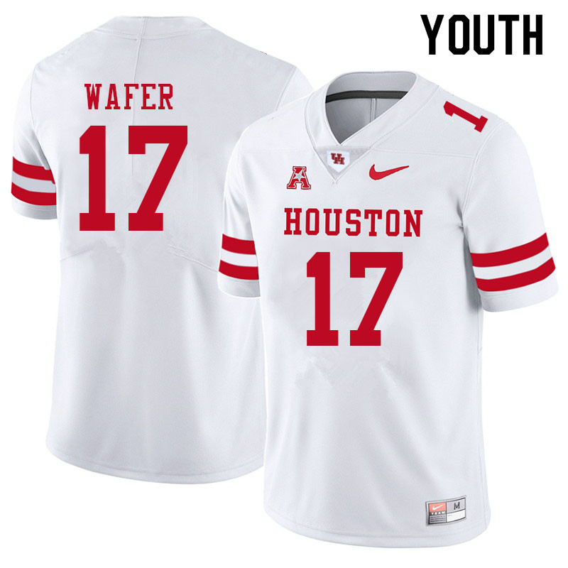 Youth #17 Khiyon Wafer Houston Cougars College Football Jerseys Sale-White - Click Image to Close